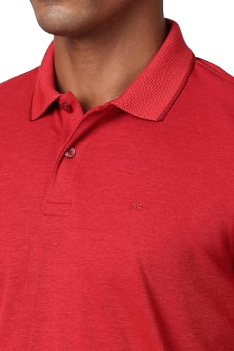 Image of Peter England Men's Premium Branded Regular Fit Half Sleeve Polo T-Shirt | Cotton Rich | Birds Eye Interlock Weave| No Pocket