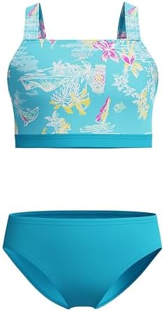 Speedo Girl's Two-Piece Thin Strap Tankini Swimsuit Set for Beach & Pool Play