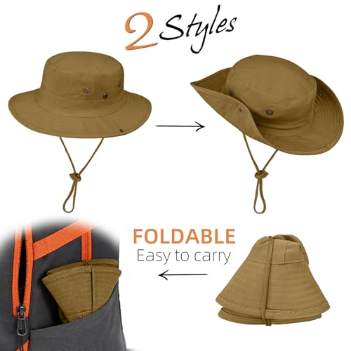 Image of Sun Hats for Men Women Boonie Hat Foldable Fishing Hat UPF 50+ Bucket Hat for Fishing Hiking Garden Safari Beach
