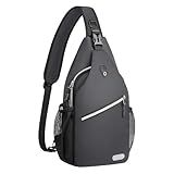 MOSISO Sling Backpack, Multipurpose Crossbody Shoulder Bag Travel Hiking Daypack, Space Gray