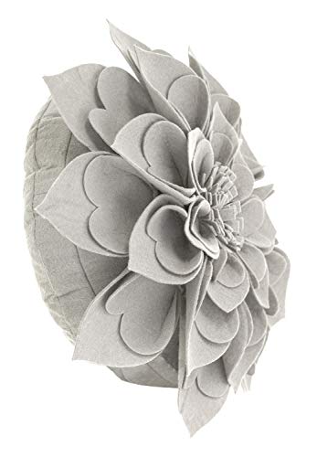 Fennco Styles Handmade 3D Heart-Shaped Petals Flower Decorative Filled Throw Pillow 13" Round - Grey Floral Pillow For Couch, Home Décor And Holiday, Housewarming Gift #TOP2