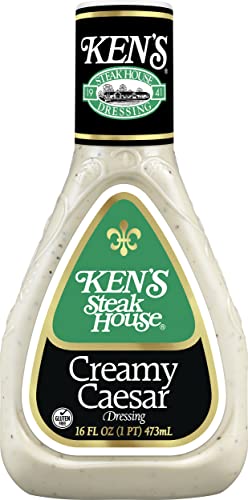 Ken’s Steakhouse Dressing, Creamy Caesar Dressing, Gluten Free Dressing for Salads or Spreads, 16 FL OZ Bottle (Pack of 6)