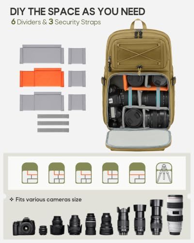 RAINSMORE Camera Backpack, DSLR/SLR/Mirrorless Tactical Camera Bag Cases - 5