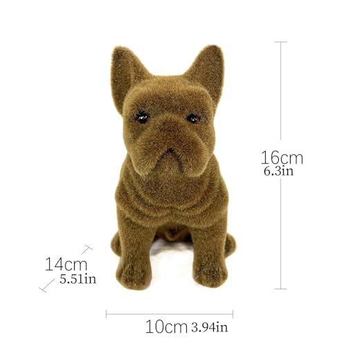 Figurine de bouledogue français flockée pour décoration de table