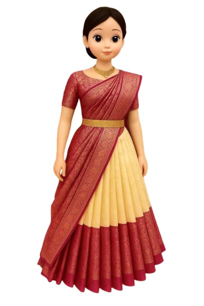ZITON Women's Indian Traditional Kanjivaram Silk Pure Weaving Lehenga Choli Along With Dupatta And Blouse Piece, Half Saree (Unstitched)