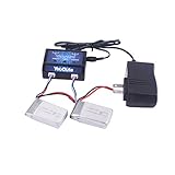 YouCute 2PCS 7.4V 1000mAh Battery and 1to2 Charger for mjx X600 X601H RC quadcopter drone spare parts