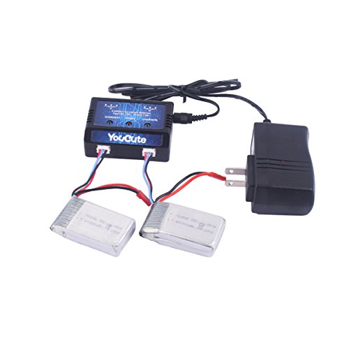 YouCute 2PCS 7.4V 1000mAh Battery and 1to2 Charger for mjx X600 X601H WL V262 V912 RC Quadcopter Drone Spare Parts