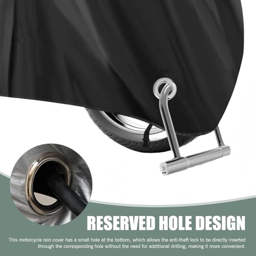 Downhill Motorcycle Cover, Outdoor Waterproof Motorcycle Cover, Motorcycle Full Cover Accessories with Storage Bag, Universal Foldable Durable Motorcycle Protective Cover Replacement (Black) - Thumbnail 7