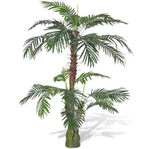 vidaXL Künstliche Pflanze Cycas-Palme Cycaspalme Künstliche Palme Cycas Kunstpalme Kunstpflanze Kunstbaum 25 Wedel Kunststoff und Holz 150cm