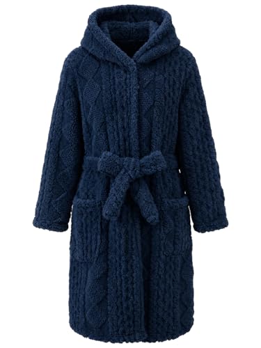 JiAmy Kinder Bademantel mit Kapuze Fleece Morgenmantel für Jungen Mädchen