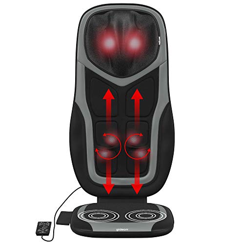 Gideon Shiatsu Massage Chair Cushion with Six Programs and Heat Deep Kneading Back Massager for Car, Home Office