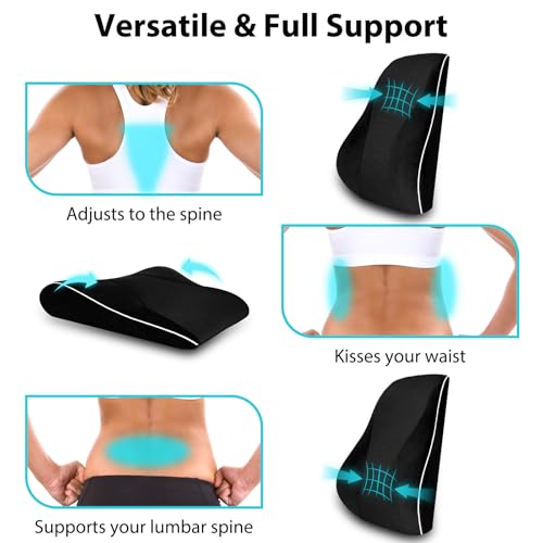 Miniatura 4 de Ushop Cojín Lumbar,Cojin Lumbar Silla Oficina Ergonómico De Doble Cara Termorregulada,Cojin Lumbar Coche En Espuma Viscoelástica De Alta Densidad,Con Dobles Correas Ajustables Y Funda Extraíble