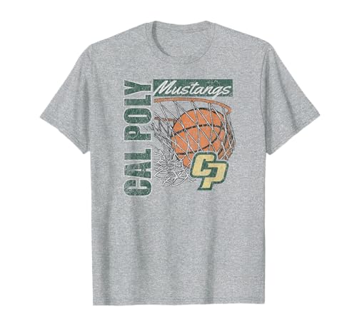 Cal Poly Mustangs Vintage Basketball 90's Gray T-Shirt