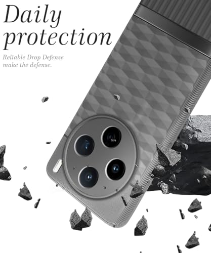 Image of WOW IMAGINE Back Cover for Vivo X200T 5G with Hexa Cube Design | Ultra Slim Soft Rubberised Case | Inner Velvet Fabric | Flexible Mobile Case | Camera Protection - Grey