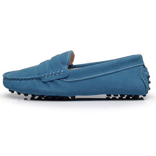 Image of ANUFER Women's Classic Suede Penny Loafers Comfort Handmade Slipper Moccasins