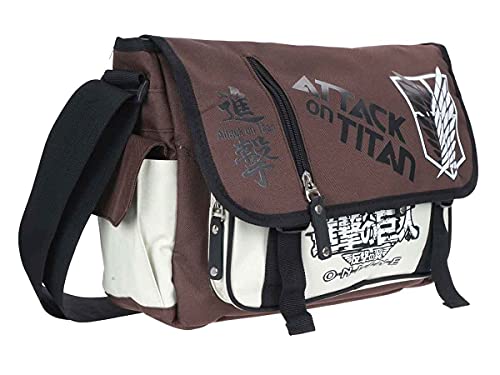 Attack on Titan Tasche im Aufklärungstrupp Design | Kompakte Umhängetasche | Braun - Weiß