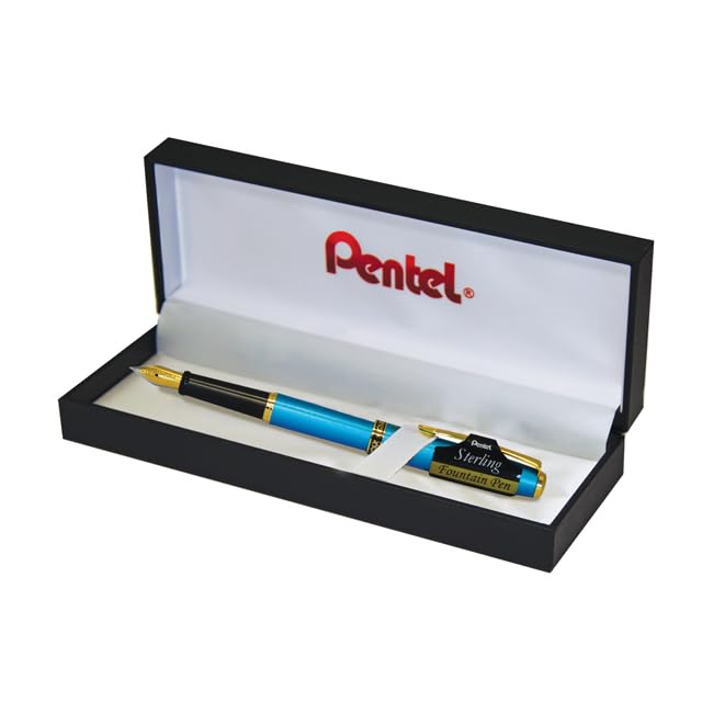 Pentel Sterling Fountain Pen Aquamarine Barrel - available in gift box