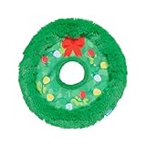 Barkbox Get Lit Wreath Plush Dog Toy - Fetch & Fling Chew Toy Disc with T-Shirt Rope and Crinkle Layers of Dogs and Puppies