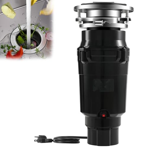 Potente triturador de basura para fregadero de cocina con fácil instalación, potencia de molienda de 2800-3200 rpm, reduce atascos, motor de 1/2 HP, gran capacidad de 980 ml para una gestión eficiente