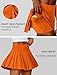 PINSPARK Tennis Skorts for Woman Golf Skirts with Shorts Underneath High Waisted Athletic Skort with Pocket A Line Skater Skirt, Orange Medium