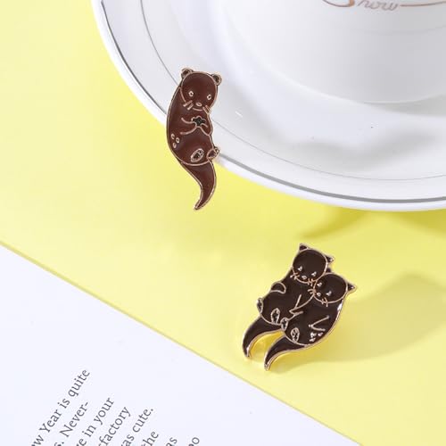 Image of Otter Enamel Pin Cute Cartoon Animal Brooch Pins Sea Otter Gift Jewelry Backpack Lapel Brooches for Men Women Otter Lover Gift