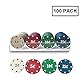 ELAELA Poker-Set mit 100 Pokerchips in Metallbox, 4 Farben, 1 € bis 25 €, Casino-Qualität, Laserring-Inlays, Profi-Stapelbarkeit, ideal für Cash-Spiele und Turniere