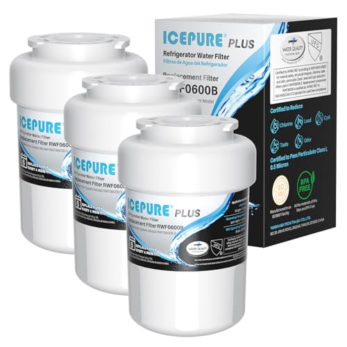 Image of ICEPURE PLUS RWF0600B NSF /ANSI 53 & 42 Certified Refrigerator Water Filter, Remove Lead, Replacement for GE MWF, MWFINT, MWFA, HDX FMG-1, Kenmore 46-9991, GSE25GSHECSS, WFC1201, PC75009, 3PACK