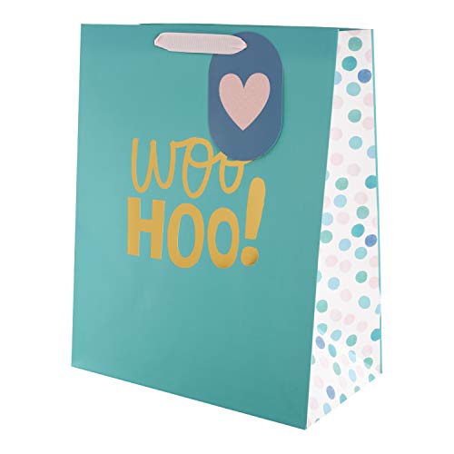 Hallmark Woo Hoo' - Bolsa de regalo para múltiples ocasiones (tamaño grande), diseño de Woo Hoo, color blanco y negro