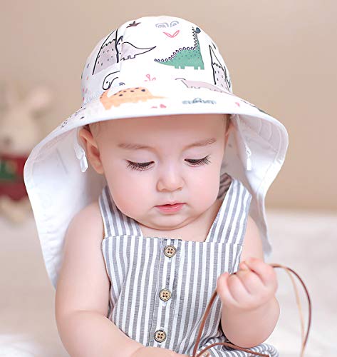 Baby Girls Wide Brim Sun Protection Hat Upf 50+,Foldable Baby Girl Boy Sun Hat (6-12 Months, Dinosaur) #TOP7