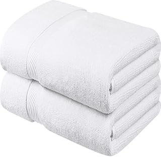 Westlane Linens Pack of 2 White Premium Cotton Large Bath Towel 600 GSM Towel Set of 2, 70 x 140 Cm - High Absorbency - Multipurpose Quick Drying Pool Spa Towel Set(White, 2)