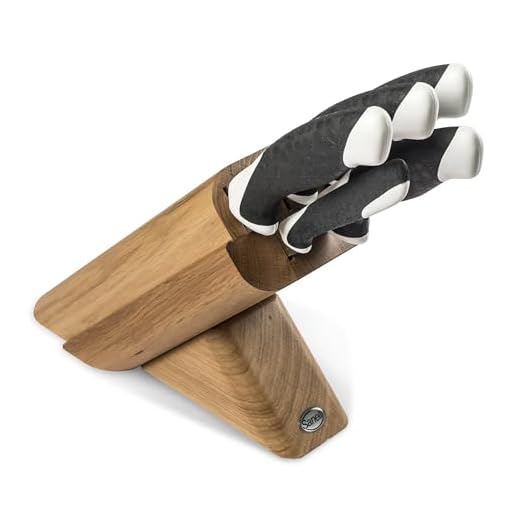 Ceppo Obliquo in Rovere Massello 5 Coltelli Sanelli Sakura Nero/Bianco