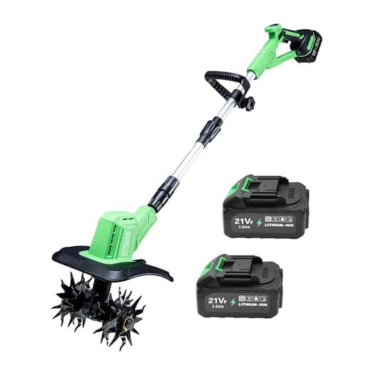 Cordless Tiller Cultivator, 360RPM Battery Powered Garden Cultivator, with 2 * 3.0Ah Batteries & Charger, 9In Tilling Width & 6In Depth Tiller for Gardening
