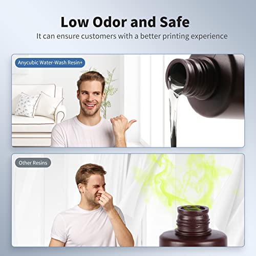 Anycubic Water Washable 3D Printer Resin, 405Nm High Precision Uv-Curing 3D Resin, Low Shrinkage Standard Photopolymer Resin For 8K Capable Lcd Dlp 3D Printing (Clear, 500G) #TOP3