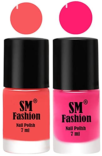 Image of Long Lasting Nail Polish | Nail Paint Combo 7 ml Each) - Set of 2 Light Pink-Deep Pink