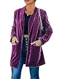 MIRACMODA Women Velvet Blazer Jacket Open Front Relaxed fit Work Office Blazers Outerwear with Pocke