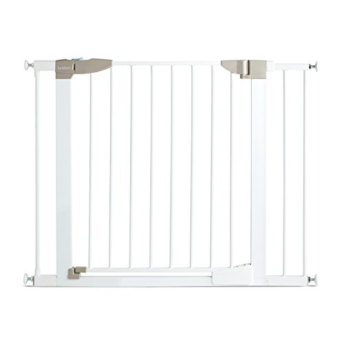 Munchkin Lindam Stair Gate, Sure Shut Orto Toddler & Baby Gate, Stair Gate Pressure Fit Baby or Dog Gate, Baby Safety Gate for Stairs & Doorways, Easy Install No-Screws Child Gate, 96-103cm, White