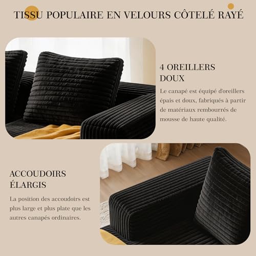 Canapé d’angle modulaire 4 places noir cloud Sapgaks 6S123DF