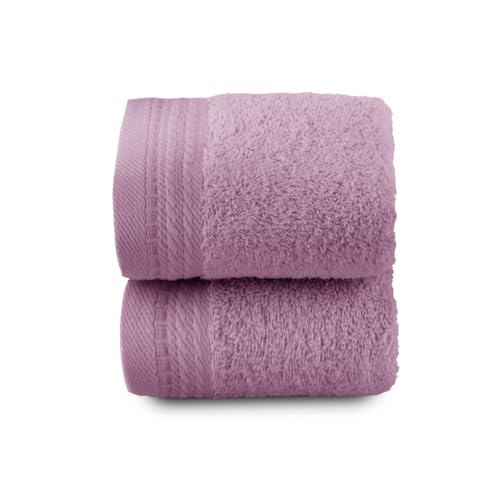 RIZO Top Towel - Set of 2 Bidet Towels - Bath Towels - Small Towels - 100% Combed Cotton - 600 g/m2 - Measure 30 x 50 cm - Lilac