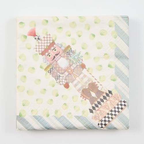 MACKENZIE-CHILDS Pack of 20 Cocktail Paper Napkins, Stylish Paper Napkins for Parties and More, Nutcracker