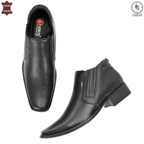Image of Shoes Genuine Leather Comfortable Slip On Black Formal Shoes for Men | Office Uniform Dress Loafer Shoe for Office Bussiness Meeting - Black