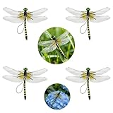 Dragon Fly Clips,4PCS Lifelike Fake Dragonflies Outdoor Hanging Ornament & Garden Decor,Clip to Hat Backpack Tent Outdoor Gear for Hiking Gardening Camping,Durable PVC Hanging Use
