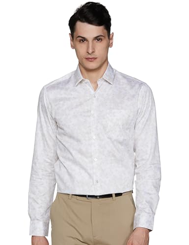 Image of Arrow Men's Printed Full Sleeve Slim Fit Cutaway Collar Cotton Formal Shirt