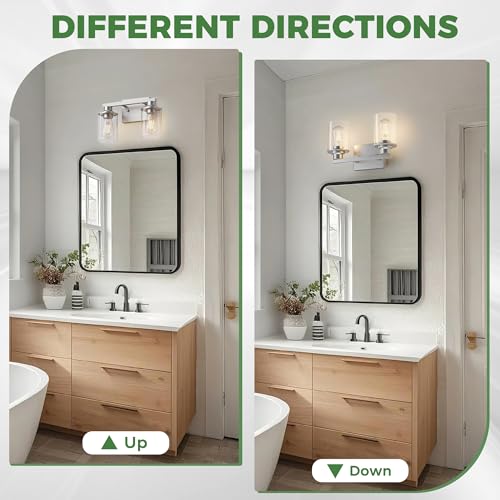 Image of DORESshop 2-Light Nickel Bathroom Vanity Light Fixture Over Mirror