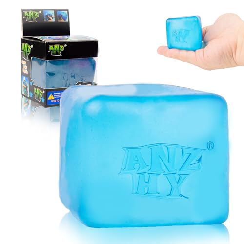 Stress Sugar Ball Cube- Squishy Fidget Toys Stress Cube for Anxiety Stress Relief,High Density Gel Filled, Calming Toys for Kids Adults (Blue Cube)