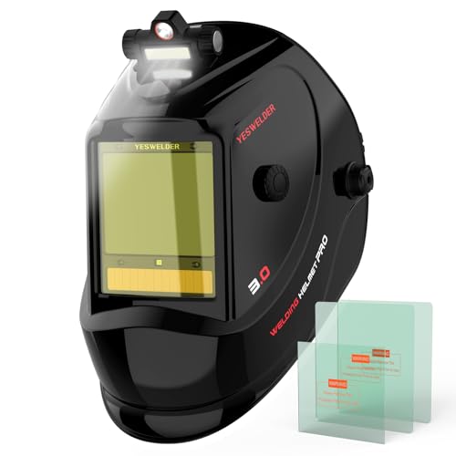 Image of YESWELDER Large View Auto Darkening Welding Helmet with LED, Digital Filter, Blue Light Blocking, 1/1/1/1 True Color Solar Powered Welder Hood with 4 Sensors, Shade 3/5-9/9-13 for Weld Cut Grind