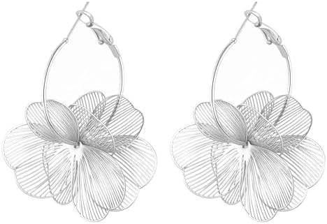 Pendientes de flores para mujer, chapados en oro de 14 quilates, ...