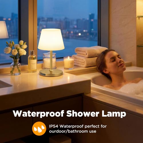 Image of 2 Pack Shower Lamp Waterproof, 6000mAh & 3 Color Temps and Stepless Dimming