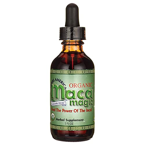 Maca Magic: 100% Organic Liquid Extract (2oz) Peruvian Premium Grade Maca - Full Spectrum Blend of Black Maca, Red Maca, Purple Maca, and Yellow Maca - Certified Organic - Certified Kosher - Raw Vegan