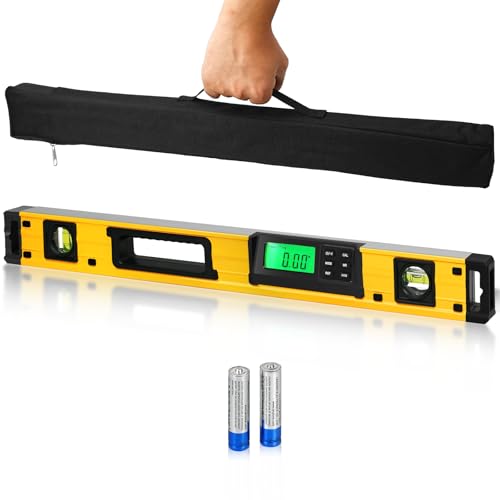 Image of 24 Inch Smart Digital Level, LCD Screen Magnetic Electronic Level Tool with Batteries & Case, IP54 Dust and Waterproof Digital Torpedo Level & Protractor, 24 inch Precision Slope Leveler Measurement Tool