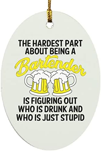 22Feels Bartender Christmas Ornament Mixologist Pendant Xmas Tree Decoration Hanger Oval Shape